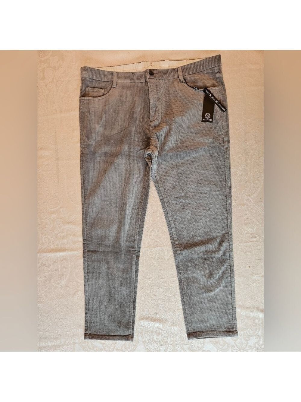 Grey Cotton Corduroy Pants, Size 46, Snover, NWT